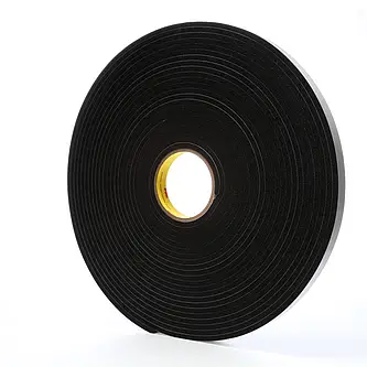 3M Einseitiges Vinyl-Schaumstoff-Klebeband 4504, Schwarz, 25 mm x 16 m, 6.4 mm